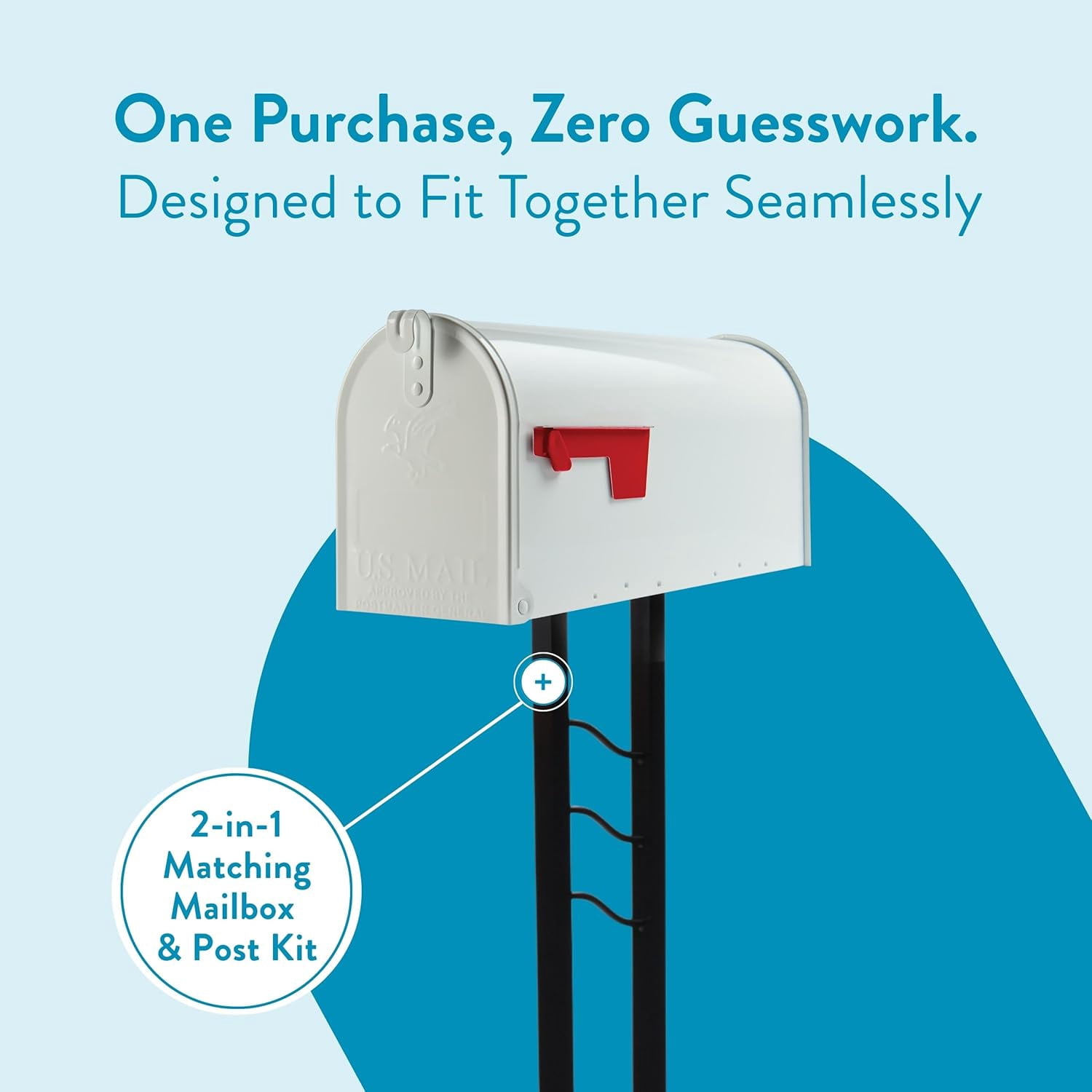 White Metal Curbside Mailbox with Post, Weather-Resistant Steel  Approved for Residential Delivery