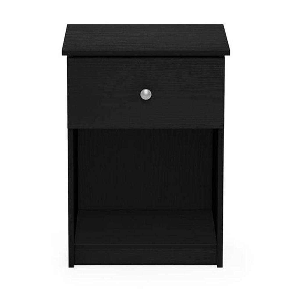 Furinno Lucca Nightstand with One Drawer, Black Oak