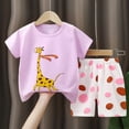 thumbnail image 5 of Girls Summer Shorts Set 2 Piece Cotton Clothes Outfits Cute Short Sleeve T-shirt & Shorts Sets Pink 1-2Years, 5 of 6