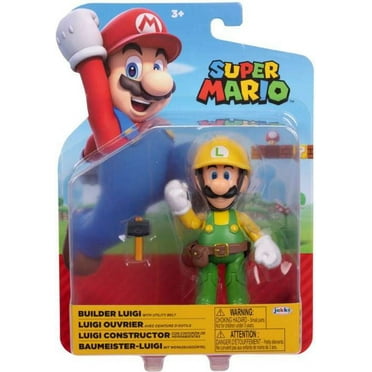 Nintendo 4" Action Figure Builder Luigi with Hammer Accessory for Child Ages 3 