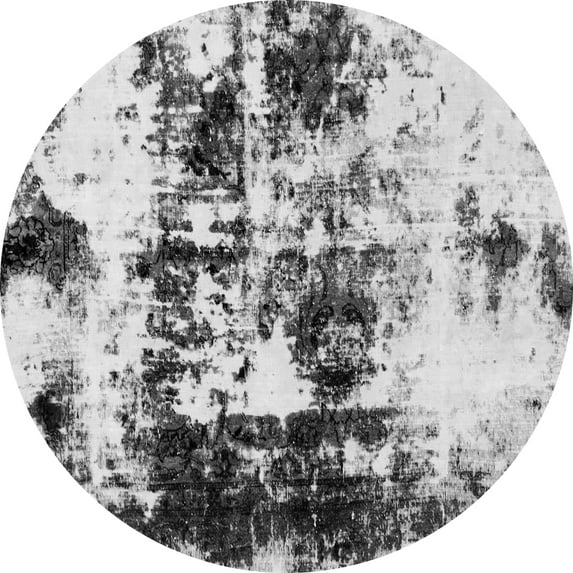 Ahgly Company Indoor Round Abstract Gray Modern Area Rugs, 3' Round