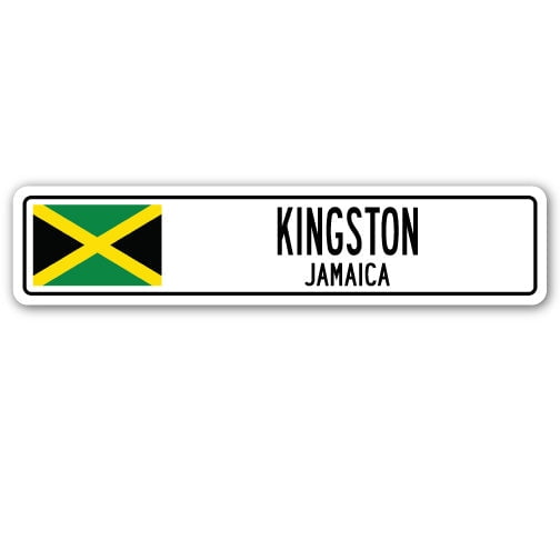 KINGSTON JAMAICA Street Sign Jamaican flag city country road wall gift