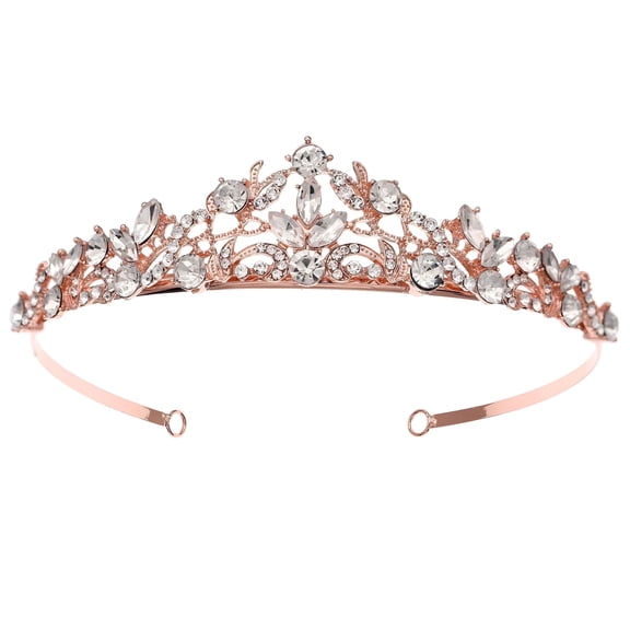 DESIGNICE Rose Gold Tiara for Women - Crystal Crown Hair Accessories for Wedding Bride,Birthday and Prom Queen