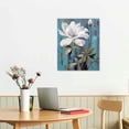 thumbnail image 2 of JRXY White Flower Canvas Wall Art Blossoming on Teal Background Picture Print Wall Painting Modern Artwork Wall Décor for Bedroom Living Room Bathroom Office 16x20 in, 2 of 4