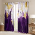 thumbnail image 2 of Homewish Garffiti Aesthetic Curtains Pack of 2 (42x84 Each),Oil Painting Artistic Curtains Blackout,Purple White Gold Bedroom Curtains For Adults,Luxury Bedroom Decor, 2 of 6