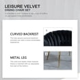 thumbnail image 6 of Ywen Woven Dining Chairs Set of 2, Velvet Upholstered Dining Chairs with Gold Metal Legs, Modern Accent Chairs for Living Room, Dining Room, Kitchen (Black), 6 of 9