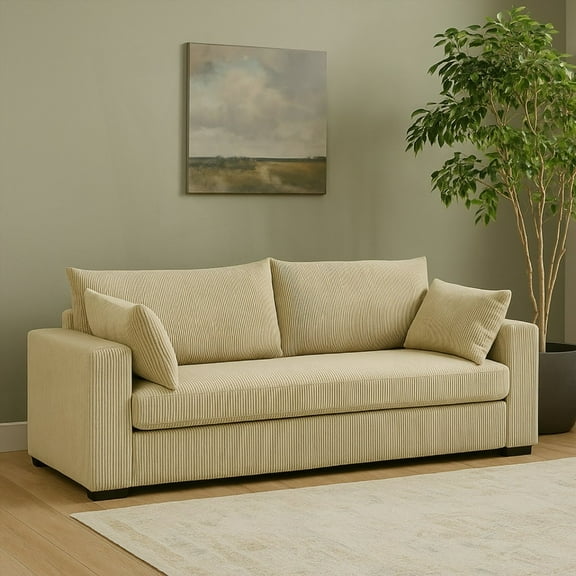 Modern Corduroy Sofa 220×80×75cm for Living Room (Coastal Style)