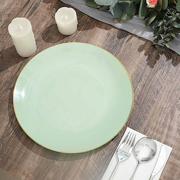 BalsaCircle 10 Round 10" Sage Green Glossy Disposable Salad Dinner ...
