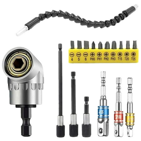 

18Pcs Drill Bit Extension Set Chrome Vanadium Steel Driver Socket Adapter with 105 Degree Driver Extension 1/4 Hex Shank Socket Adapter Flexible Shaft for Drill Wrench Screwdriver