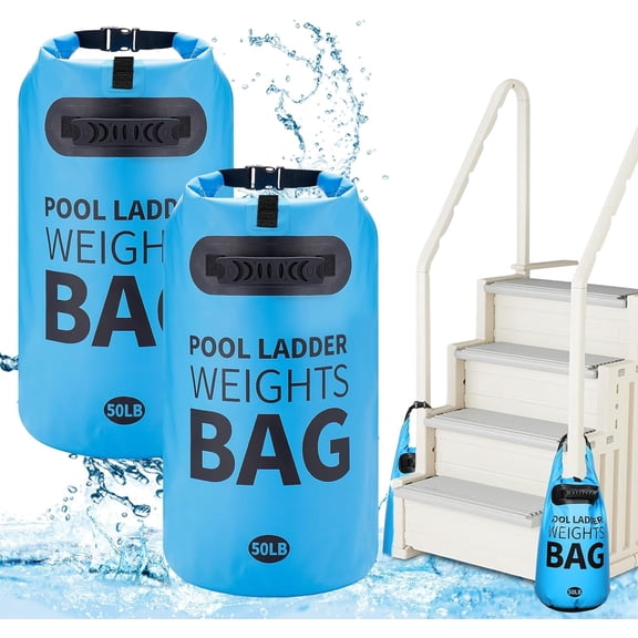 MM 50lb Pool Ladder Weights, Heavy Duty Sand Fillable Anchor Bags for Above Ground Pool Steps, Waterproof PVC, 2 pack