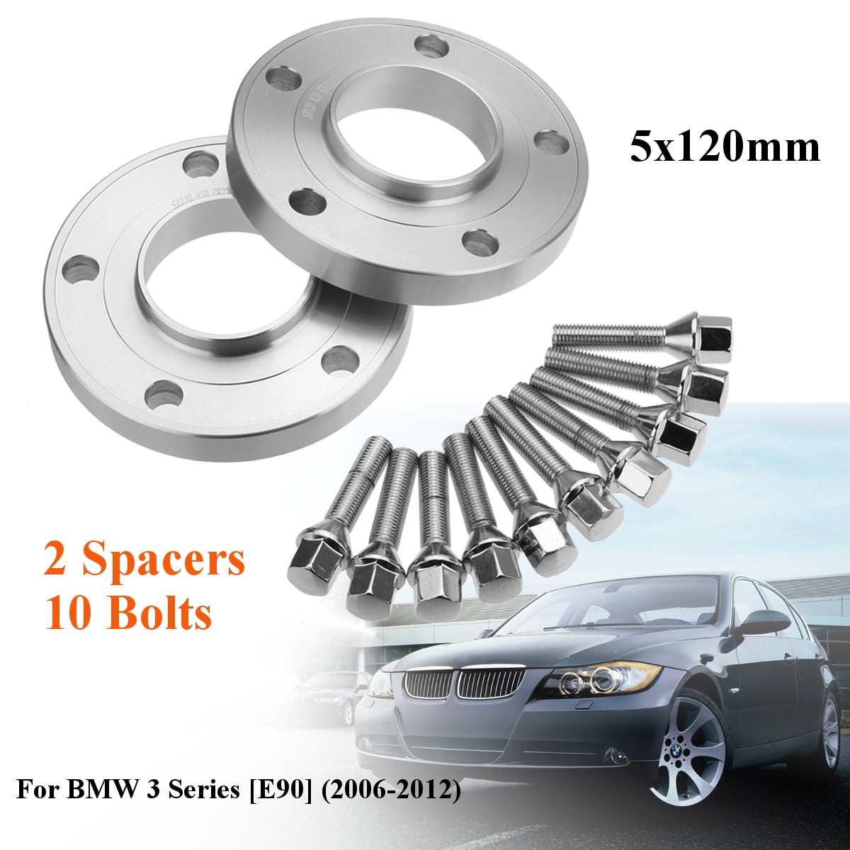 2 x 15mm 2 x 20mm Silver Alloy Wheel Spacers Black Bolts BMW E46 M3 Z4M E60 M5