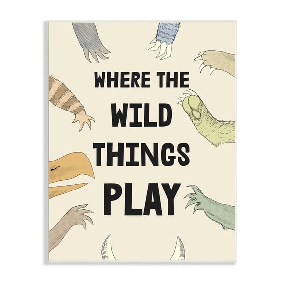 Stupell Industries Children's Wild Things Play Phrase Monster Hands Claws, 10 x 15, Design by Daphne Polselli