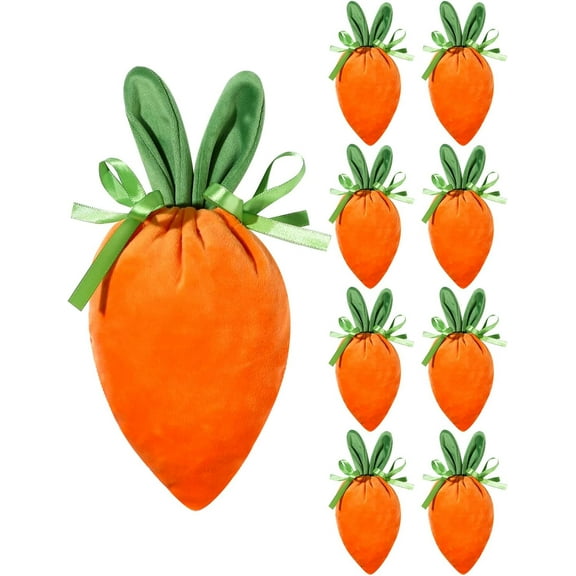 Dalrosia 9PCS Easter Carrot Drawstring Bags Fabric Carrot Shaped Gift Treat Bags Easter Goodie Bags for Spring Easter Basket Stuffers Egg Hunt Outdoor Easter Party Supplies