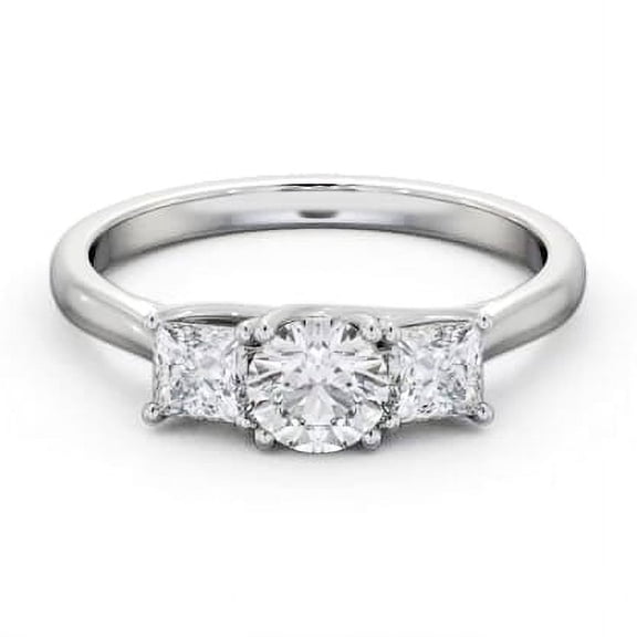 Ethan Jewel 1.4 Ct VVS1/D Round Cut Moissanite Ring - 14K White Gold Plated Wedding Anniversary Ring - Engagement Wedding Trilogy Ring for Women's - 3 Stone Engagement Wedding Ring