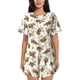 thumbnail image 1 of Fotbe Cute Sloth Conjunto de Pijama Estampado para Mujer, 2 Piezas, Ropa de Dormir con Camiseta de Manga Corta y Shorts Suaves-Small, 1 of 6