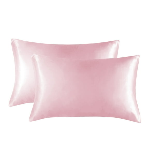 Nvzi -b 2pcs Natural Silky Anti Static Pillowcase for Hair and Skin Soft Breathable 20*25inch(Light Pink)