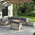 thumbnail image 6 of 8-Piece Outdoor Patio Furniture Set with 55,000 BTU Fire Pit Table, PE Wicker Rattan Sectional Sofa Conversation Set - All-Weather Garden, Backyard Furniture,Grey, 6 of 8
