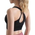 thumbnail image 3 of XINQIHANG Women's Zip Front Sports Bra Comfortable Racerback Workout Yoga Bra with Removable Pads, 3 of 7