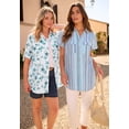 thumbnail image 5 of Roaman's Women's Plus Size French Check Shirt, 5 of 6