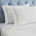 thumbnail image 3 of Superior Brandon Embroidered Cotton Bed Sheet Set, Twin XL, White/Gold, 3 of 10
