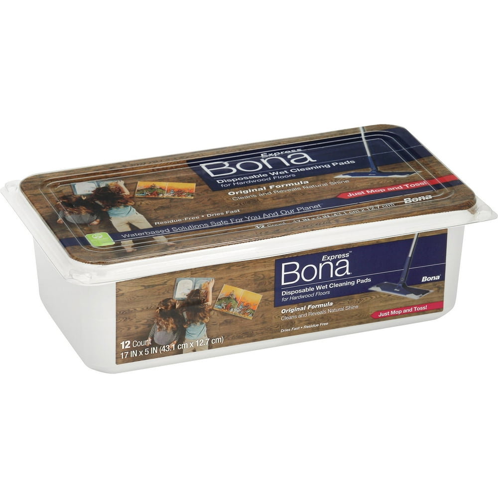 Bona Express Disposable Wet Cleaning Pads for Hardwood Floors, 12 Count