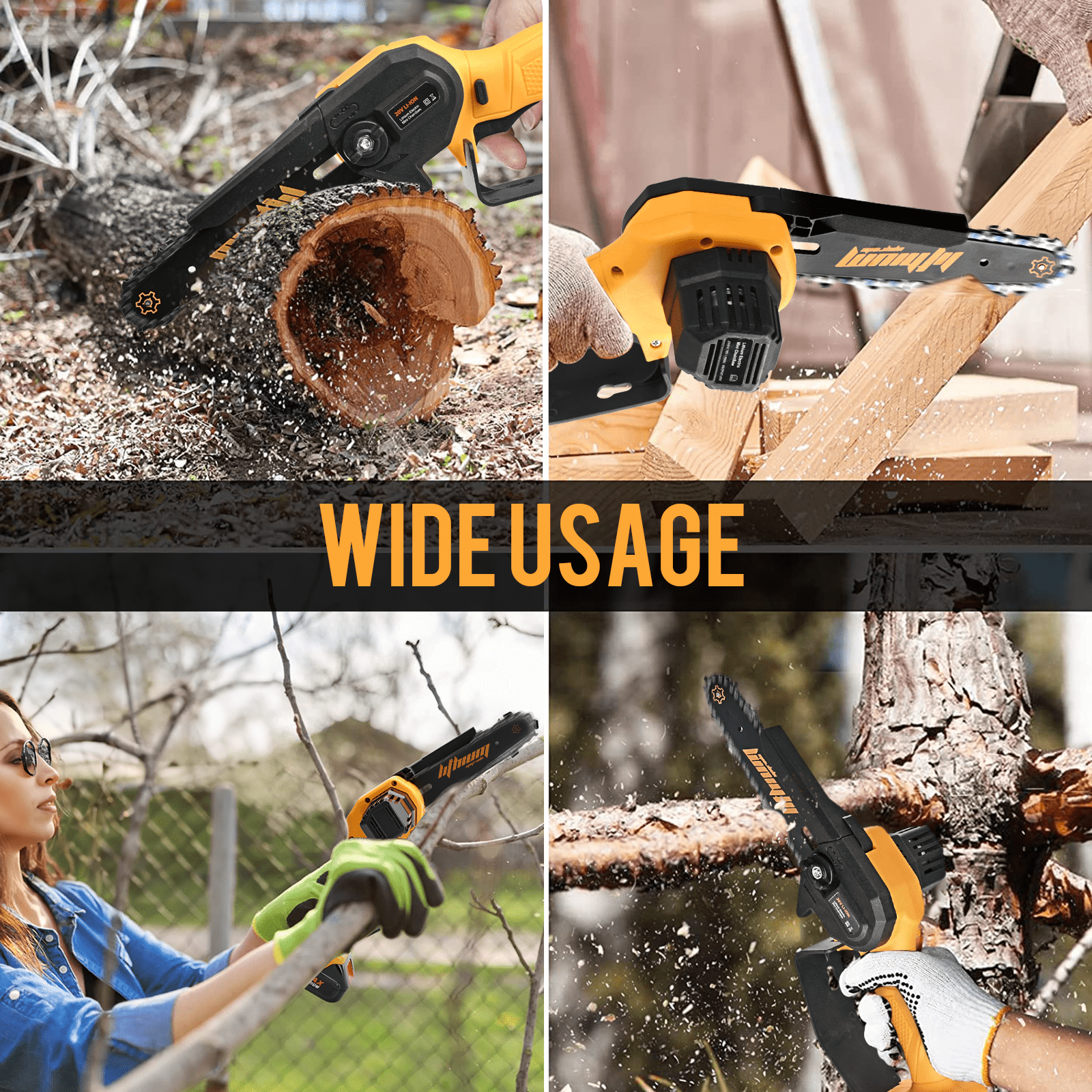 Mini Chainsaw 6-inch Cordless Battery Powered Mini Chain Saw with 2 Battery for Wood Cutting Tree Trimming