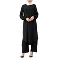thumbnail image 3 of IWEMEK Womens Abaya 2-Piece Set Semi Formal Dubai Kaftan Fall Loose Long Sleeve Black Muslim Robe with Pants for Women, 3 of 8