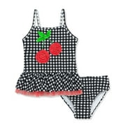 Flapdoodles girls Gingham Love Crab 2pc Swimsuit, 2T