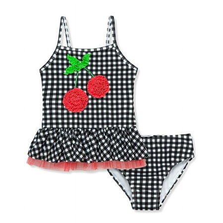 Flapdoodles girls Gingham Love Crab 2pc Swimsuit, 6X