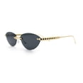 thumbnail image 6 of Womens Rimless Metal Rim Cat Eye Pyramid Stud Jewel Arm Sunglasses Gold - Black, 6 of 8