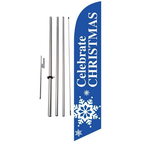 Celebrate Christmas Church Feather Banner Swooper Flag Kit w/Spike