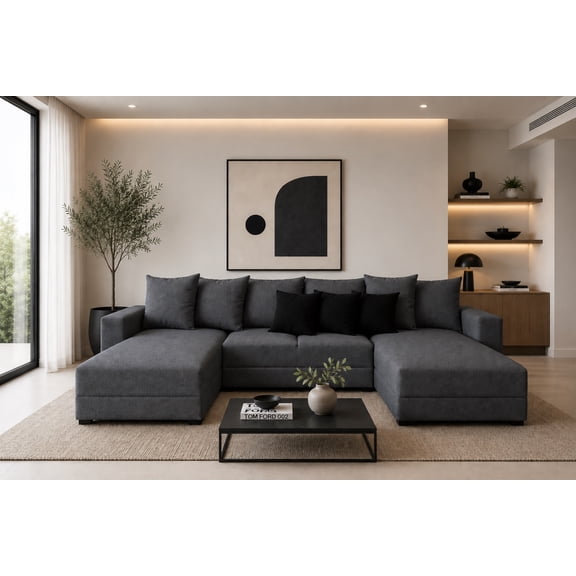 Sala Esquinera Modular en U El Bazar Store Oslo Lino Gris Oxford 160x290x160 cm 3 Piezas