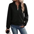 thumbnail image 3 of Womens Jacket Coat Casual Stand Collar Zip Up Fall Fashion Jackets Outfits with Pockets Black XXXL, 3 of 9