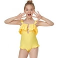 thumbnail image 2 of Bullpiano Toddler Girls Ruffled Swimsuits Breathable One Piece Solid Bathing Suits for Kids Quick Dry Summer Beach Swimwear Princess Beachwear 2-12T, 2 of 5
