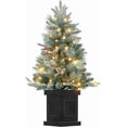 thumbnail image 1 of Árbol de Navidad Artificial 90cm con ramas nevadas, luces LED blancas cálidas y bayas rojas, maceta cuadrada grueso – Decoración navideña para hogar, entrada o dormitorio – 3ft Frost Light Tree, 1 of 7
