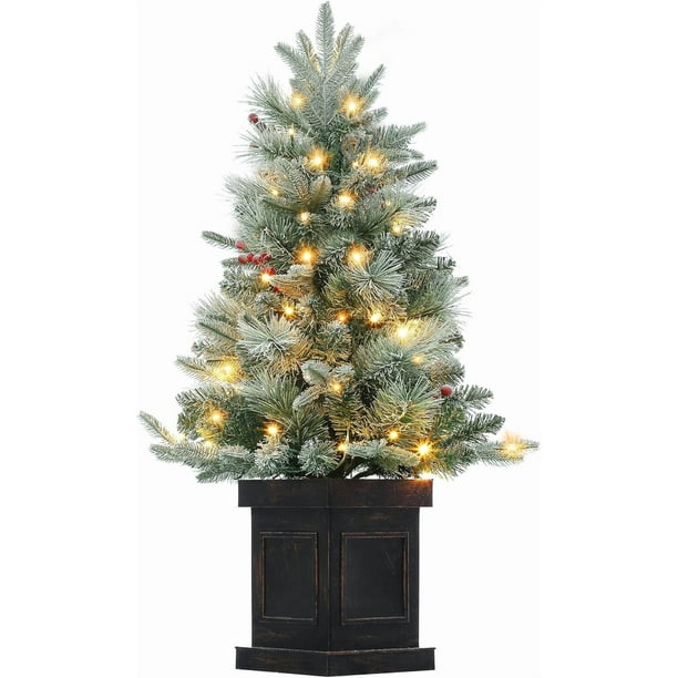 Towallmark Árbol de Navidad Preiluminado de 3 Pies, Mini Árbol de Navidad con 78 Luces Led, Pequeño Árbol de Navidad Artificial de Mesa para Decoraciones Navideñas en Interiores y Exteriores