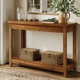 thumbnail image 3 of Finmind 41.3" Solid Wood Console Table, Farmhouse Entryway Table with Storage Shelf, Sofa Console Behind the Couch for Living Room, Hallway, Brown, 3 of 8