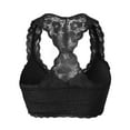 thumbnail image 3 of URBAN DAIZY Women's Seamless Lace Bra Racerback Padded Sexy Floral Mesh Bralette Crop Top Removable Pads Breathable Bustier A11_6324 Black L, 3 of 7