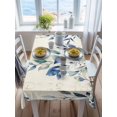 thumbnail image 3 of Blue Teal Eucalyptus Leaves Rectangle Tablecloth, Watercolor Vintage Botanical Waterproof & StainResistant Tablecloth, Washable Oil-proof Table Cover for Dining/Party/Wedding/Camping/Buffet 52x70 In, 3 of 9