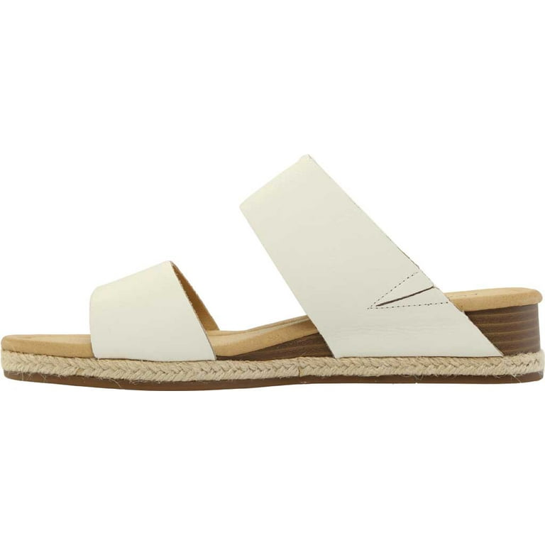 Women s Lucky Brand Wyntor Wedge Slide White Leather 6 M Walmart