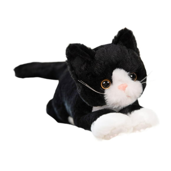 Tachiuwa Cat Toy Snuggling Comfortable Huggable Cat Stuffed Animal Toy for Kids black and white