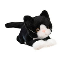 STARTIST Cat Plush Toy Kitty Stuffed Animal Comfortable Kids Room Decor Cartoon Cat Stuffed Animal Toy for Kids Adults Birthday Gifts black and white