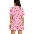 thumbnail image 3 of XINPING Women Halloween Pajamas Halloween Print Notch Lapel Short Sleeve Pajama Shorts Two Piece Outfit S, 3 of 6