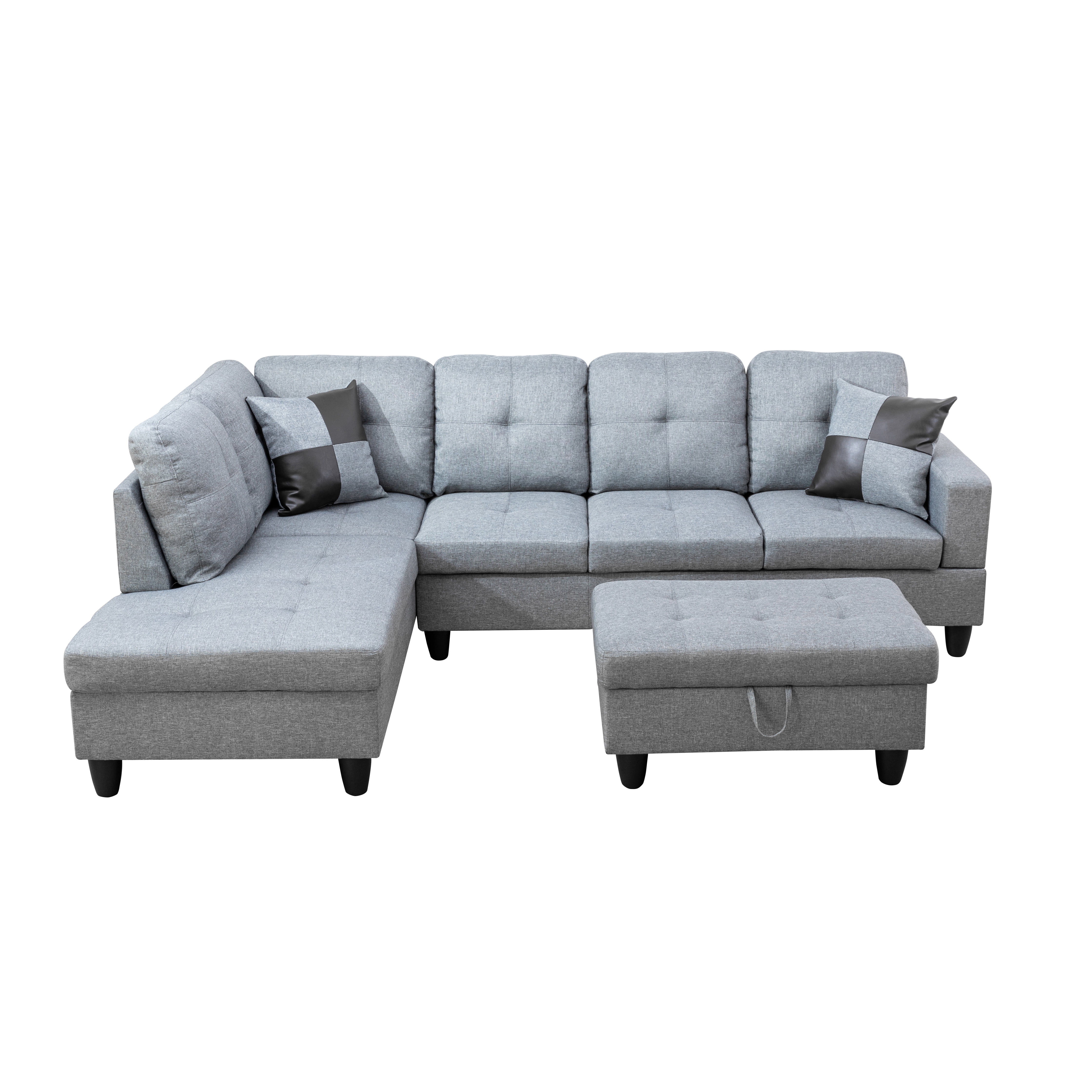 MAYEERTY Modern Adult 3-Piece Couch Living Room Sofa Set，Grey
