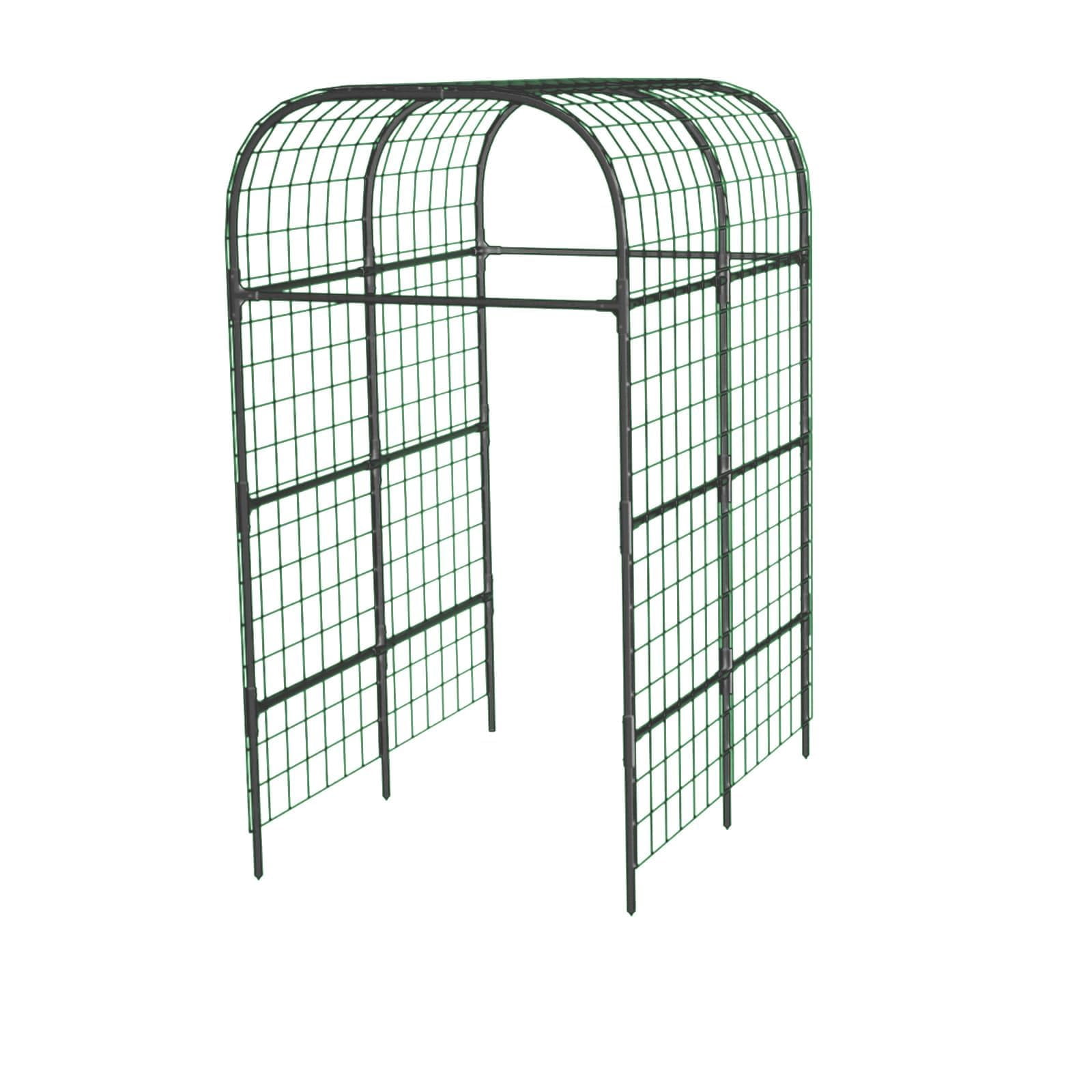 7.3Ft Black Metal Garden Arch Trellis, Climbing Plant Support Frame for Raised Vegetable Bed