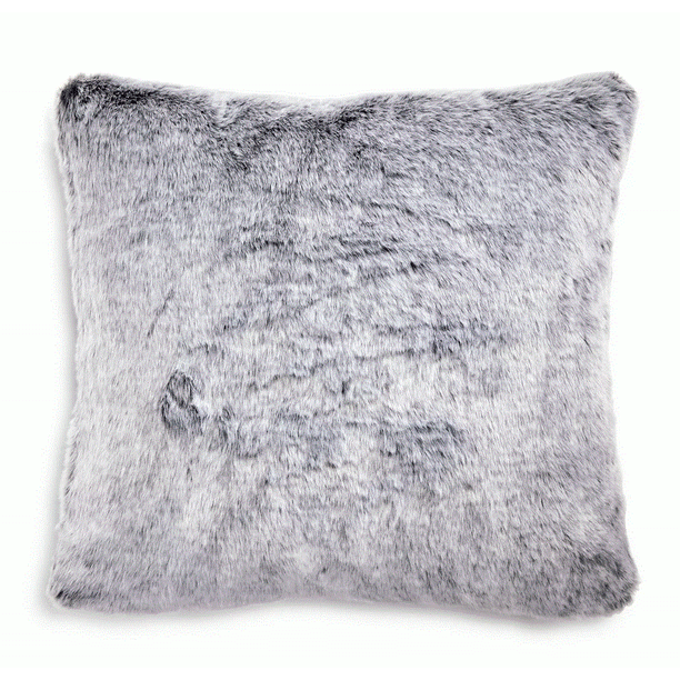 Hudson Park Frosted Faux Fur Decorative Pillow 20" x 20" Arctic Gray