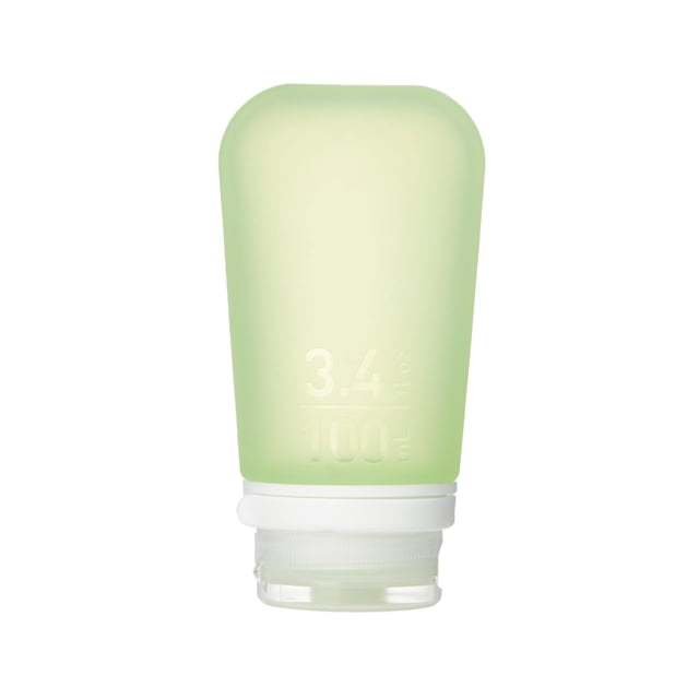 Botella de viaje humangear GoToob+ grande de silicona de 100 ml, color verde