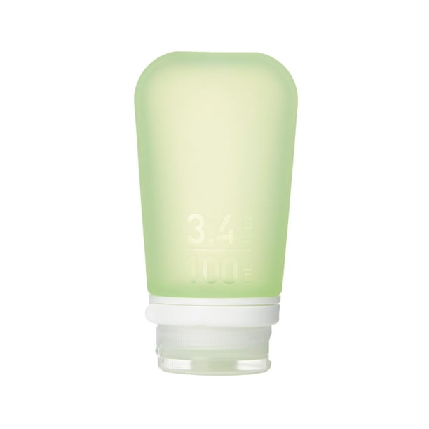 Botella de viaje humangear GoToob+ grande de silicona de 100 ml, color verde