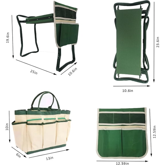 Garden Kneeler and Seat Heavy Duty - Foldable Kneeling Stool with Large Tool Pouch & Storage Bag, Space-Saving, Ideal Gift for Gardeners, Seniors & Parents