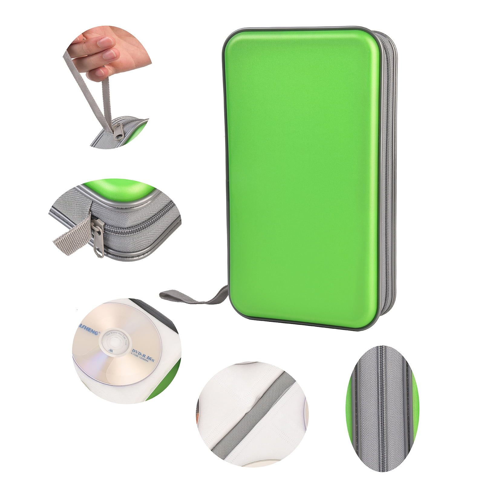 (2 pack) 96 Capacity CD Case,Green Hard Plastic CD/DVD Holder Portable Wallet